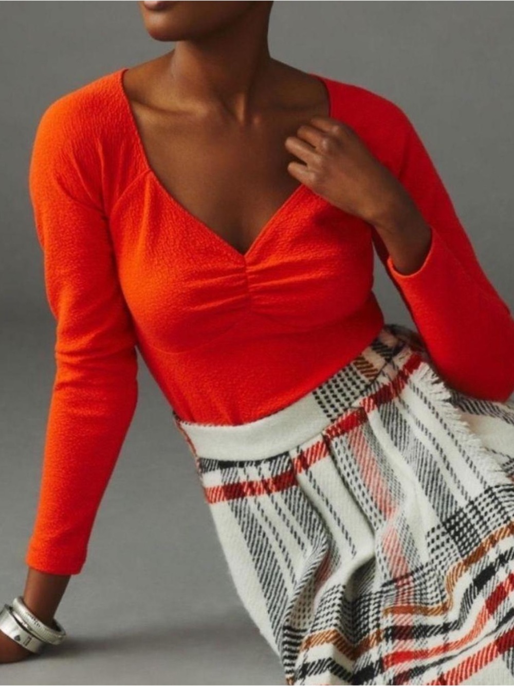 Maeve Anthropologie Sweetheart Bright Orange Long Sleeve Top Small